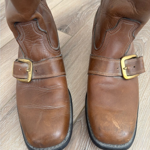 Dingo Vintage Brown Leather Harness Boots Made in USA Men’s Size 8D - Picture 5 of 14